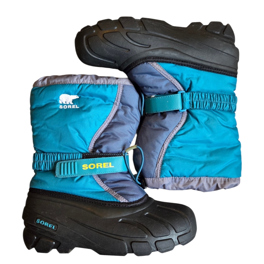Sorel Kids' Blue and Black Winter Boots YOUTH 6
